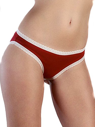 ALBERO NATUR 2 er Pack Damen Slip mit Spitze Bio-Baumwolle Bikinislip Unterhose 9 Farben (as3, Alpha, m, Regular, Regular, Rot) von ALBERO NATUR