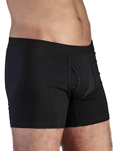 ALBERO NATUR 2 er Pack Herren Boxershorts Bio-Baumwolle Unterhose mit Eingriff (as3, Alpha, x_l, Regular, Regular, Schwarz) von ALBERO NATUR