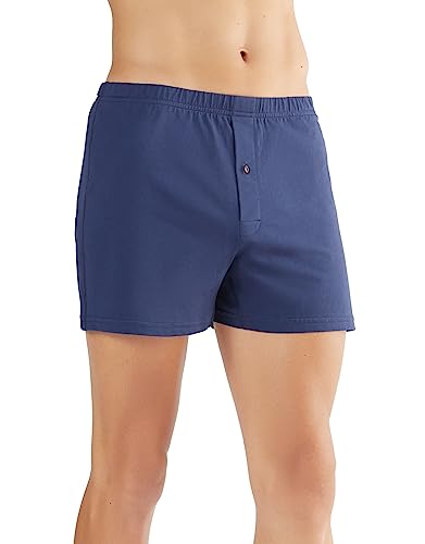 ALBERO NATUR 2 er Pack Herren Boxershorts Locker Bio-Baumwolle Unterhose Unterwäsche (as3, Alpha, l, Regular, Regular, Dunkelblau) von ALBERO NATUR