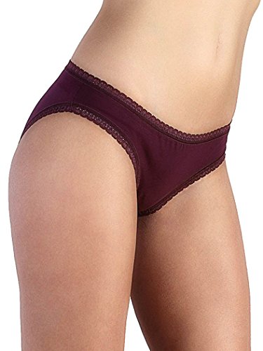 4 er Pack Damen Slip mit Spitze Bio-Baumwolle Bikinislip Unterhose Unterwäsche (as3, Alpha, l, Regular, Regular, Aubergine) von ALBERO NATUR