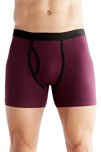 4 er Pack Herren Boxershorts Bio-Baumwolle Unterhose mit Eingriff (as3, Alpha, l, Regular, Regular, Aubergine) von ALBERO NATUR