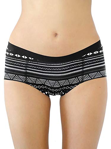 5 er Pack Damen Boyshort Hipster Bio-Baumwolle Slip Panties Hotpant Unterhosen (as3, Alpha, m, Regular, Regular, Geometrisch) von ALBERO NATUR