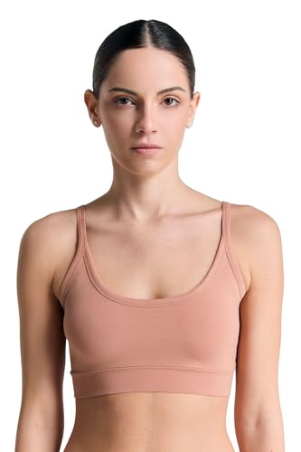 ALBERO NATUR Damen Bustier Bio-Baumwolle Sport BH Unterhemd Yoga Pilates (DE/NL/SE/PL, Alphanumerisch, L, Regular, Regular, Cafe Crema) von ALBERO NATUR