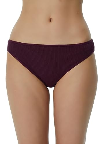 ALBERO NATUR Damen Slip Klassisch Taillenslips Bio-Baumwolle RIPP Jersey (as3, Alpha, m, Regular, Regular, Aubergine) von ALBERO NATUR