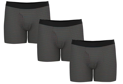 ALBERO NATUR Herren Boxershorts aus Bio-Baumwolljersey,Sportliches Design mit elastischem Bund und Eingriff, GOTS-zertifiziert (3, Tanne/Tabasco, L) von ALBERO NATUR