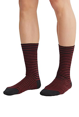 ALBERO NATUR Strümpfe Socken 2 Paar Damen Herren Bio-Baumwolle Geringelt Gestreift 2308 (as3, numeric, numeric_39, numeric_42, regular, regular, kirschrot-schwarz) von ALBERO NATUR