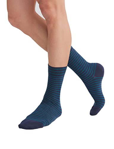 ALBERO NATUR Strümpfe Socken 2 Paar Damen Herren Bio-Baumwolle Geringelt Gestreift 2308 (as3, numeric, numeric_43, numeric_46, regular, regular, indigo-petrol) von ALBERO NATUR