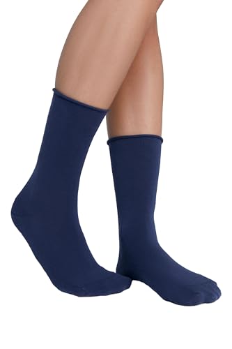 ALBERO NATUR Unisex Socken mit Rollrand Bio-Baumwolle Damen Herren (DE/NL/SE/PL, Numerisch, 35, 38, Regular, Regular, Dunkelblau) von ALBERO NATUR