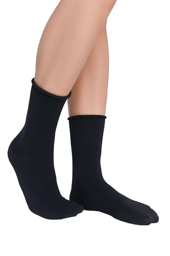 ALBERO NATUR Unisex Socken mit Rollrand Bio-Baumwolle Damen Herren (DE/NL/SE/PL, Numerisch, 35, 38, Regular, Regular, Schwarz) von ALBERO NATUR