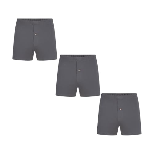 Albero Natur Herren Boxershorts aus 100% Bio-Baumwolle Bequemer und lockerer Schnitt mit Eingriff und Holzknopf, GOTS-Zertifiziert (DE/NL/SE/PL, Alphanumerisch, L, Regular, Regular, 3, Anthrazit) von ALBERO NATUR