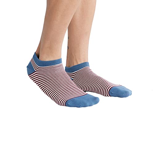 Damen Herren 2 Paar Sneakersocken Bio-Baumwolle Socken Ringel Unisex (as3, numeric, numeric_39, numeric_42, regular, regular, Bordeaux-Natur) von ALBERO NATUR