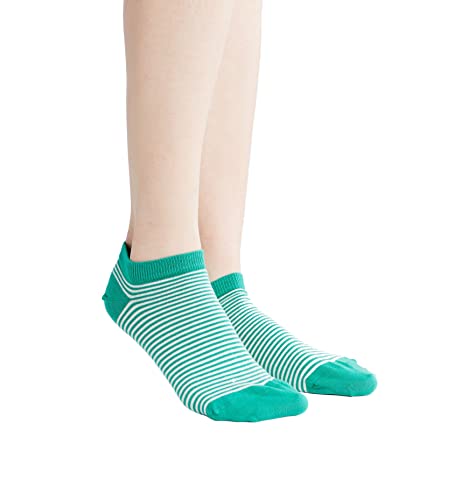 Damen Herren 2 Paar Sneakersocken Bio-Baumwolle Socken Ringel Unisex (as3, numeric, numeric_43, numeric_46, regular, regular, Grün-Natur) von ALBERO NATUR