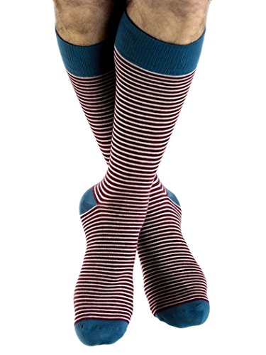 Strümpfe Socken 6 Paar Damen Herren Bio-Baumwolle Geringelt Gestreift (39-42, bordoaux-natur-denim) von ALBERO NATUR