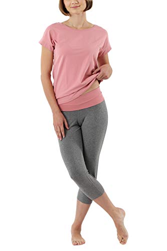 ALBERT KREUZ Damen Schlafanzug 3/4 Hose und Kurzarm-Shirt Stretch-Baumwolle rosa-grau Größe L (40-42) von ALBERT KREUZ