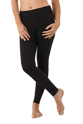 ALBERT KREUZ Damen Yoga Leggings Bio-Stretchbaumwolle Highwaist Umklappbund schwarz, 42/44 XL von ALBERT KREUZ