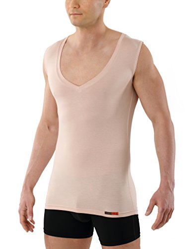 ALBERT KREUZ Deep-V-Unterhemd Business Herrenunterhemd unsichtbar aus Micromodal Light atmungsaktiv ohne Arm Hautfarbe Nude 7/XL von ALBERT KREUZ