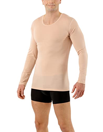 ALBERT KREUZ Herren Funktionsunterhemd Merinowolle-Tencel™ Lyocell unsichtbar Rundhals Langarm Hautfarbe XXL von ALBERT KREUZ