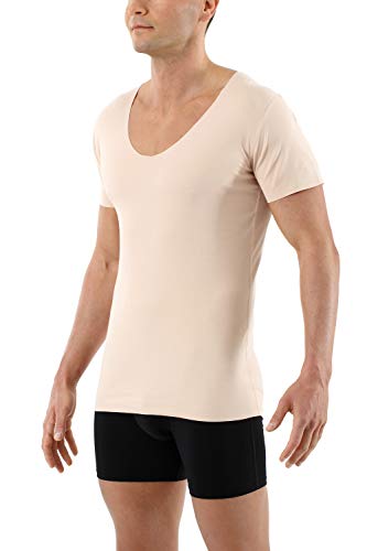 ALBERT KREUZ Herren Lasercut nahtlos Clean Cut Unterhemd Kurzarm tiefer V-Ausschnitt aus Baumwolle Elastan unsichtbar - Hautfarbe 7/XL ALBERT KREUZ Herren Lasercut nahtlos Clean Cut Unterhemd Kurzarm tiefer V-Ausschnitt aus Baumwolle Elastan unsichtbar - Hautfarbe 7/XL von ALBERT KREUZ
