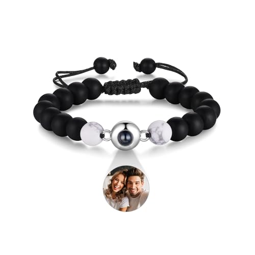 ALBERTBAND Armband mit Bild Tigerauge Perlen Armband Personalisierte Foto Armband Projektion Armband für Ihn Partner Paar Armband Geschenke für Geburtstage, Valentinstag, Weihnachten (#2) von ALBERTBAND