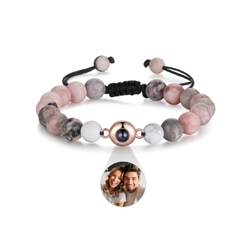 ALBERTBAND Tigerauge Perlen Armband Mit Personalisiertem Foto und Projektion - Geschenk für Ihn, Partner, Paar - Geburtstage, Valentinstag, Weihnachten (#4) von ALBERTBAND