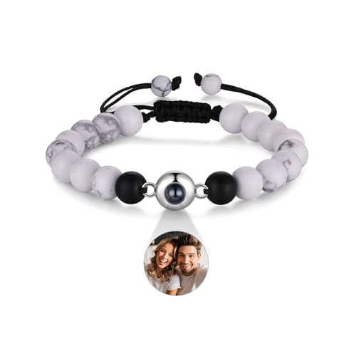 ALBERTBAND Armband mit Bild Tigerauge Perlen Armband Personalisierte Foto Armband Projektion Armband für Ihn Partner Paar Armband Geschenke für Geburtstage, Valentinstag, Weihnachten (#5) von ALBERTBAND