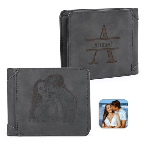ALBERTBAND Geldbörsen für Herren Personalisierte Brieftasche mit Namen und Foto Vatertag Geburtstag Jahrestag Geschenk Opa Papa Sohn Ehemann Geldbörsen (C) von ALBERTBAND