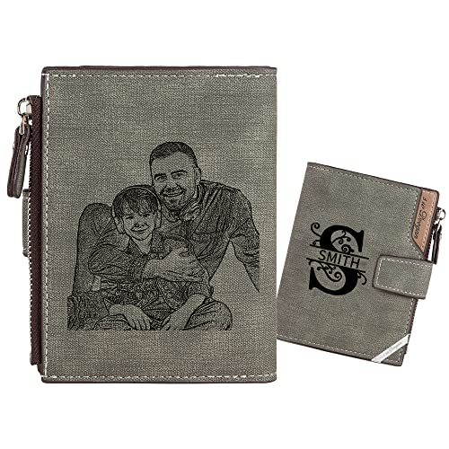 ALBERTBAND Geldbörsen für Herren Personalisierte Brieftasche mit Namen und Foto Vatertag Geburtstag Jahrestag Geschenk Opa Papa Sohn Ehemann Geldbörsen von ALBERTBAND