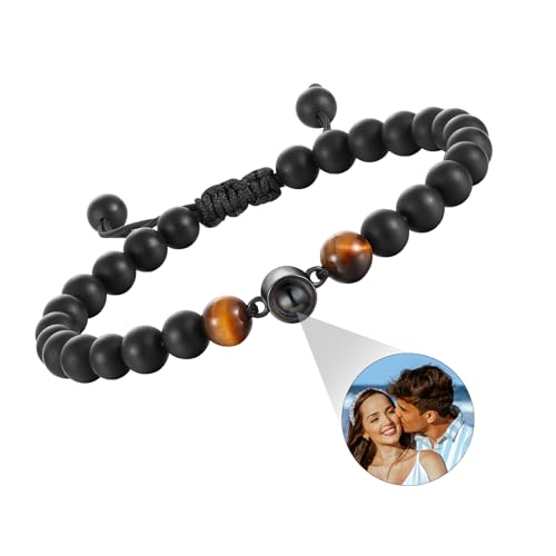 ALBERTBAND Herren Armband Perlenarmband Personalisierte Projektion Armband mit Foto Kreatives Geschenk für Ihn Ehemann Papa Freund Geburtstag Vatertag Geschenk (BA-5) von ALBERTBAND