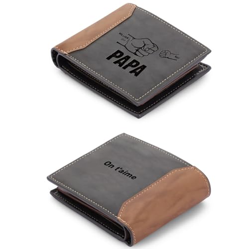 ALBERTBAND Herren Geldbörse mit Namen Foto Gravur Vatertagsgeschenk für Papa Personalisiert Portmonee Geschenk (Text-2 Name) von ALBERTBAND