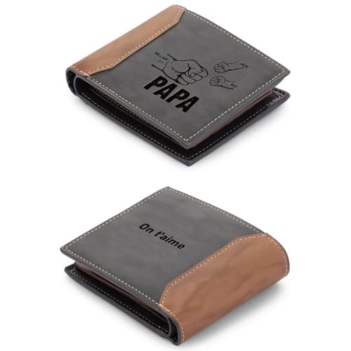 ALBERTBAND Herren Geldbörse mit Namen Foto Gravur Vatertagsgeschenk für Papa Personalisiert Portmonee Geschenk (Text-3 Name) von ALBERTBAND