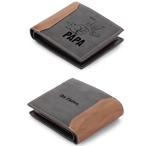 ALBERTBAND Herren Geldbörse mit Namen Foto Gravur Vatertagsgeschenk für Papa Personalisiert Portmonee Geschenk (Text-4 Name) von ALBERTBAND