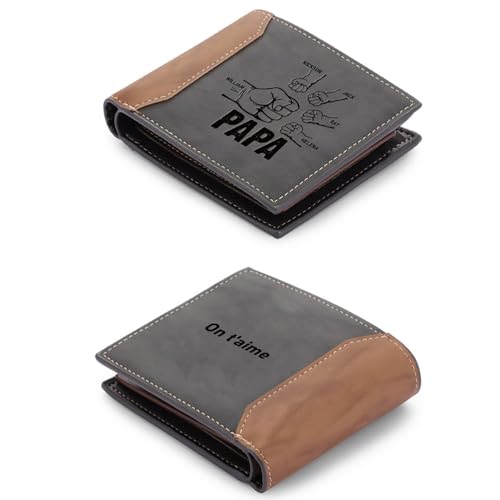 ALBERTBAND Herren Geldbörse mit Namen Foto Gravur Vatertagsgeschenk für Papa Personalisiert Portmonee Geschenk (Text-5 Name) von ALBERTBAND