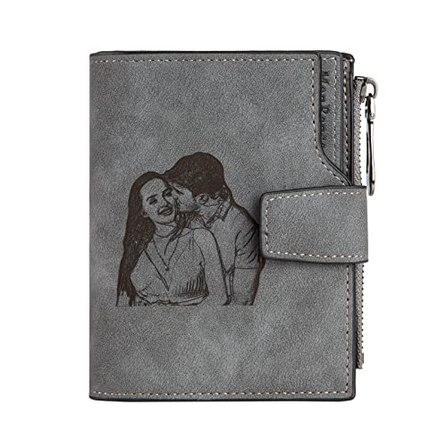 ALBERTBAND Geldbörsen Herren Personalisierte Foto Text Leder RFID Dad Brieftasche Kreditkarte Münze Einsparungen Geldbörse für Vatertag Weihnachten Valentinstag von ALBERTBAND