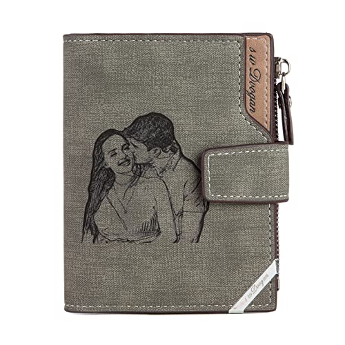 ALBERTBAND Geldbörsen Herren Personalisierte Foto Text Leder RFID Dad Brieftasche Kreditkarte Münze Einsparungen Geldbörse für Vatertag Weihnachten Valentinstag von ALBERTBAND