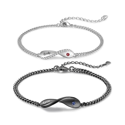 ALBERTBAND Paare Armbänder Personalisiertes Partnerarmbänder mit Gravur Pärchen Armband Edelstahl Freundschaftsarmband für Herren Damen BFF Geschenk für Freundin Freund Ehefrau Ehemann (A) von ALBERTBAND