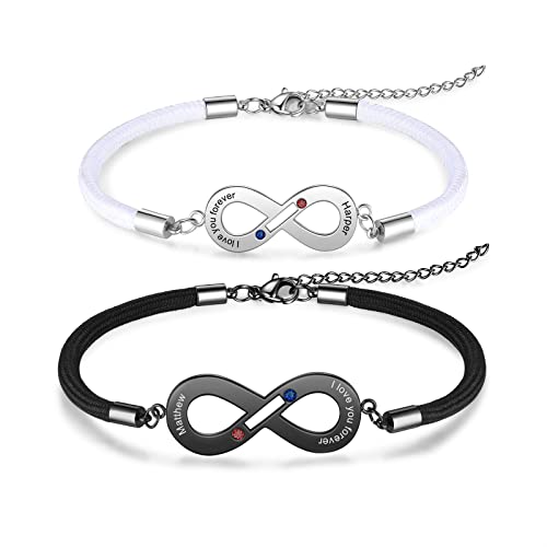 ALBERTBAND Paare Armbänder Personalisiertes Partnerarmbänder mit Gravur Pärchen Armband Edelstahl Freundschaftsarmband für Herren Damen BFF Geschenk für Freundin Freund Ehefrau Ehemann (F) von ALBERTBAND