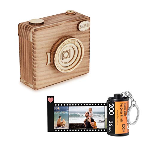 ALBERTBAND Personalisiert Schlüsselanhänger mit Eigenem Foto Gravur Bedrucken mit 5/8/10/15/20 Stück Fotofilm-Rollen Schlüsselbund Geschenk für Weihnachten Geburtstag (FilmRoll+Kamerabox-8pcs) von ALBERTBAND