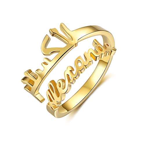 ALBERTBAND Personalisierte 2 Namen Ring für Mutter Arabisch Paar Name BFF Ring Schmuck Geschenk Ringe zum Geburtstag Valentinstag Silber/Gold/Roségold von ALBERTBAND
