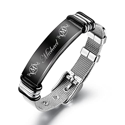 ALBERTBAND Personalisierte Armband mit Foto Gravur Schwarzer Stahl Typenschild ID Tag Mesh Band Verstellbares Armband für Männer Frauen Valentinstag Schmuck Geschenk ALBERTBAND Personalisierte Armband mit Foto Gravur Schwarzer Stahl Typenschild ID Tag Mesh Band Verstellbares Armband für Männer Frauen Valentinstag Schmuck Geschenk von ALBERTBAND