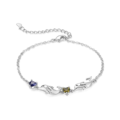 ALBERTBAND Personalisierte Damen Armband mit Name und Geburtsstein Muttertag Schmuck Unendliches Delphin Armband Silber Armband Rostfreier Stahl Großmutters Freundschaftsarmband ALBERTBAND Personalisierte Damen Armband mit Name und Geburtsstein Muttertag Schmuck Unendliches Delphin Armband Silber Armband Rostfreier Stahl Großmutters Freundschaftsarmband von ALBERTBAND