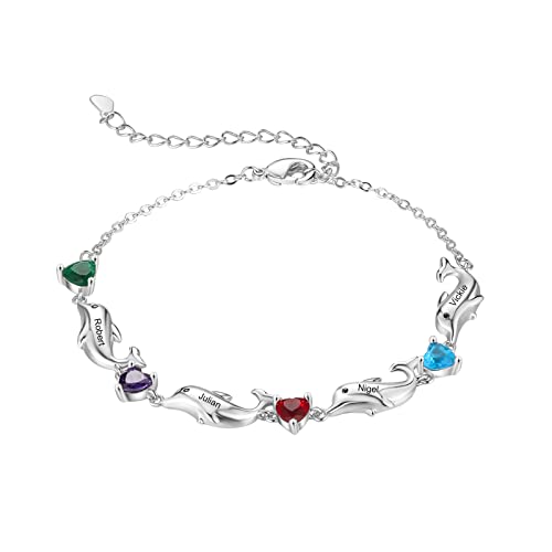 ALBERTBAND Personalisierte Damen Armband mit Name und Geburtsstein Muttertag Schmuck Unendliches Delphin Armband Silber Armband Rostfreier Stahl Großmutters Freundschaftsarmband ALBERTBAND Personalisierte Damen Armband mit Name und Geburtsstein Muttertag Schmuck Unendliches Delphin Armband Silber Armband Rostfreier Stahl Großmutters Freundschaftsarmband von ALBERTBAND
