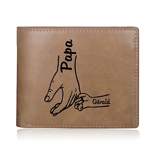 ALBERTBAND Personalisierte Papa Geldbörsen Leder Foto Namen Brieftasche Braunes Portemonnaie für Männer Geschenke für Männer Vatertag Weihnachten von ALBERTBAND