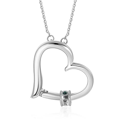 ALBERTBAND Personalisierte Mutter Tochter Herz Halskette 2/3/4/5/6 Simulierte Geburtssteine 925 Sterling Silber Mutter Kind Anhänger Ehefrau Muttertag Weihnachtsschmuck (S-1perle) von ALBERTBAND