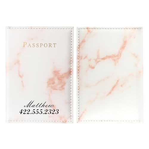 ALBERTBAND Personalisierter Name Reisepasshülle Reisepass Organizer mit RFID-Blocker Reisedokumententasche für Damen Herren Passport Cover Tragbare Reisepasshülle Ausweistasche (A-2) von ALBERTBAND