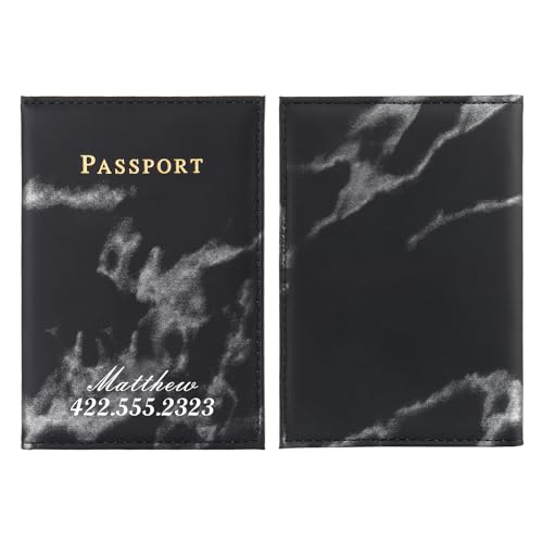 ALBERTBAND Personalisierter Name Reisepasshülle Reisepass Organizer mit RFID-Blocker Reisedokumententasche für Damen Herren Passport Cover Tragbare Reisepasshülle Ausweistasche (A-4) von ALBERTBAND