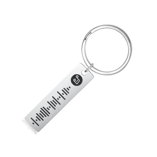 ALBERTBAND Schlüsselbund Damen Personalisierte Scannbare Musik Spotify Code Schlüsselbund Benutzerdefiniert Ihr Musiklied Schlüsselbund (1 pcs-Silver) von ALBERTBAND