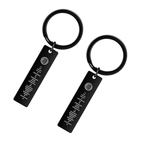 ALBERTBAND Schlüsselbund Damen Personalisierte Scannbare Musik Spotify Code Schlüsselbund Benutzerdefiniert Ihr Musiklied Schlüsselbund (2 pcs-Black) von ALBERTBAND