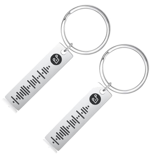 ALBERTBAND Schlüsselbund Damen Personalisierte Scannbare Musik Spotify Code Schlüsselbund Benutzerdefiniert Ihr Musiklied Schlüsselbund (2 pcs-Silver) von ALBERTBAND