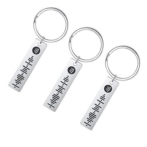 ALBERTBAND Schlüsselbund Damen Personalisierte Scannbare Musik Spotify Code Schlüsselbund Benutzerdefiniert Ihr Musiklied Schlüsselbund (3 pcs-Silver) von ALBERTBAND