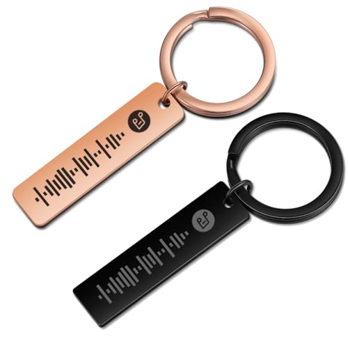 ALBERTBAND Schlüsselbund Damen Personalisierte Scannbare Musik Spotify Code Schlüsselbund Benutzerdefiniert Ihr Musiklied Schlüsselbund (Rosegold&Black) von ALBERTBAND